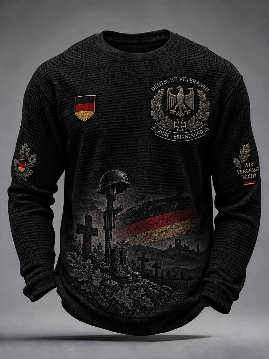 Men's Veteran Memorial Graphic Waffle-Knit Long-Sleeve Top