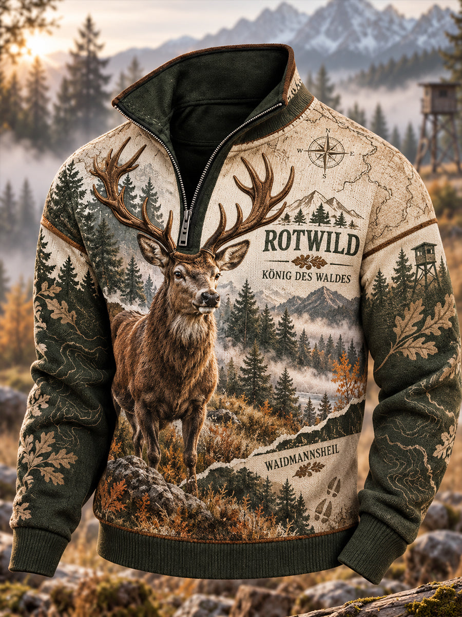 Men's German Hunting Season Half-Zip Long-Sleeve Sweatshirt