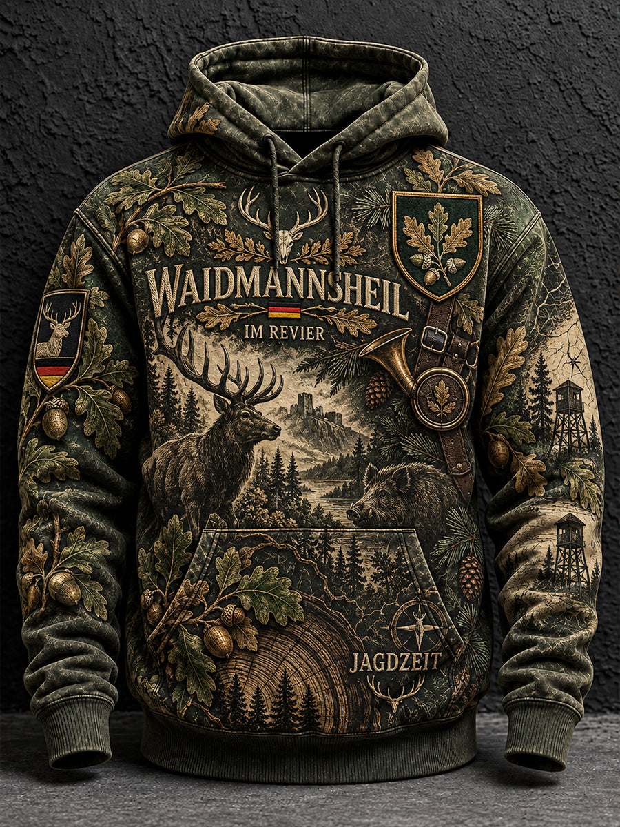 Men's German Hunting Season Oversized Drop-Shoulder Hoodie with Pockets
