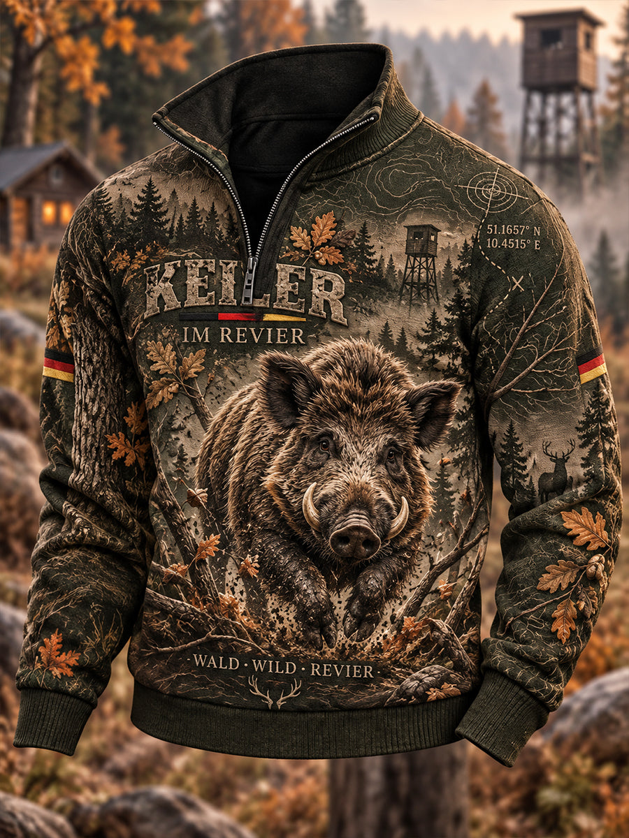 Men's German Hunting Season Oversized Drop-Shoulder Hoodie with Pockets