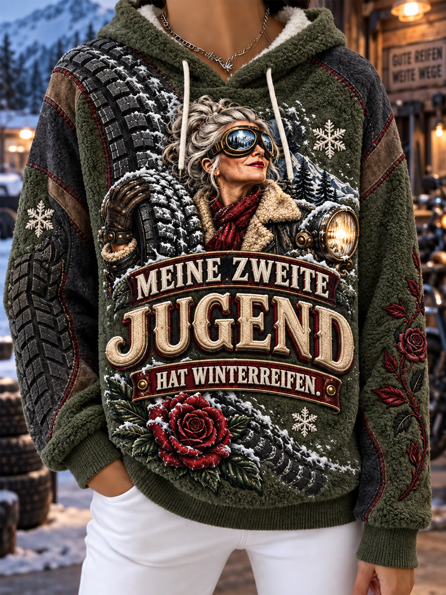Women's Humorous Slogan Flannel Hoodie