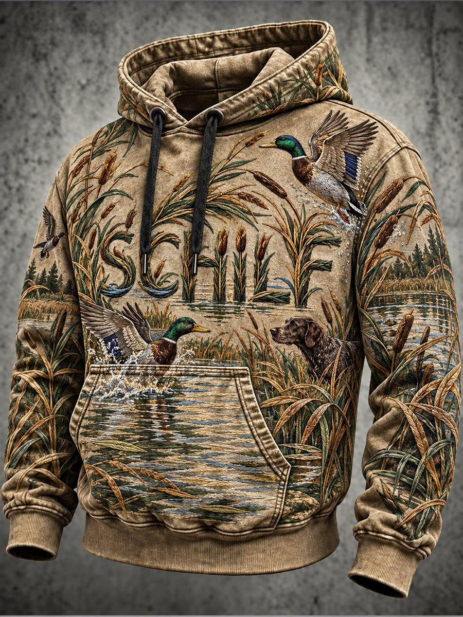 Men's German Hunting Season Style Oversized Drop-Shoulder Hoodie with Pockets