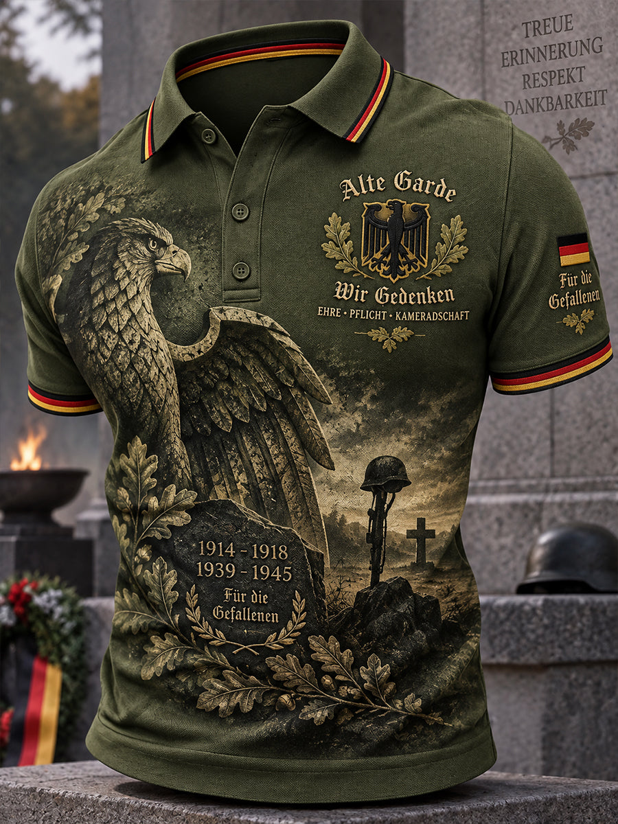 Men's Short-Sleeve Polo Shirt With Veteran Memorial Graphic Print
