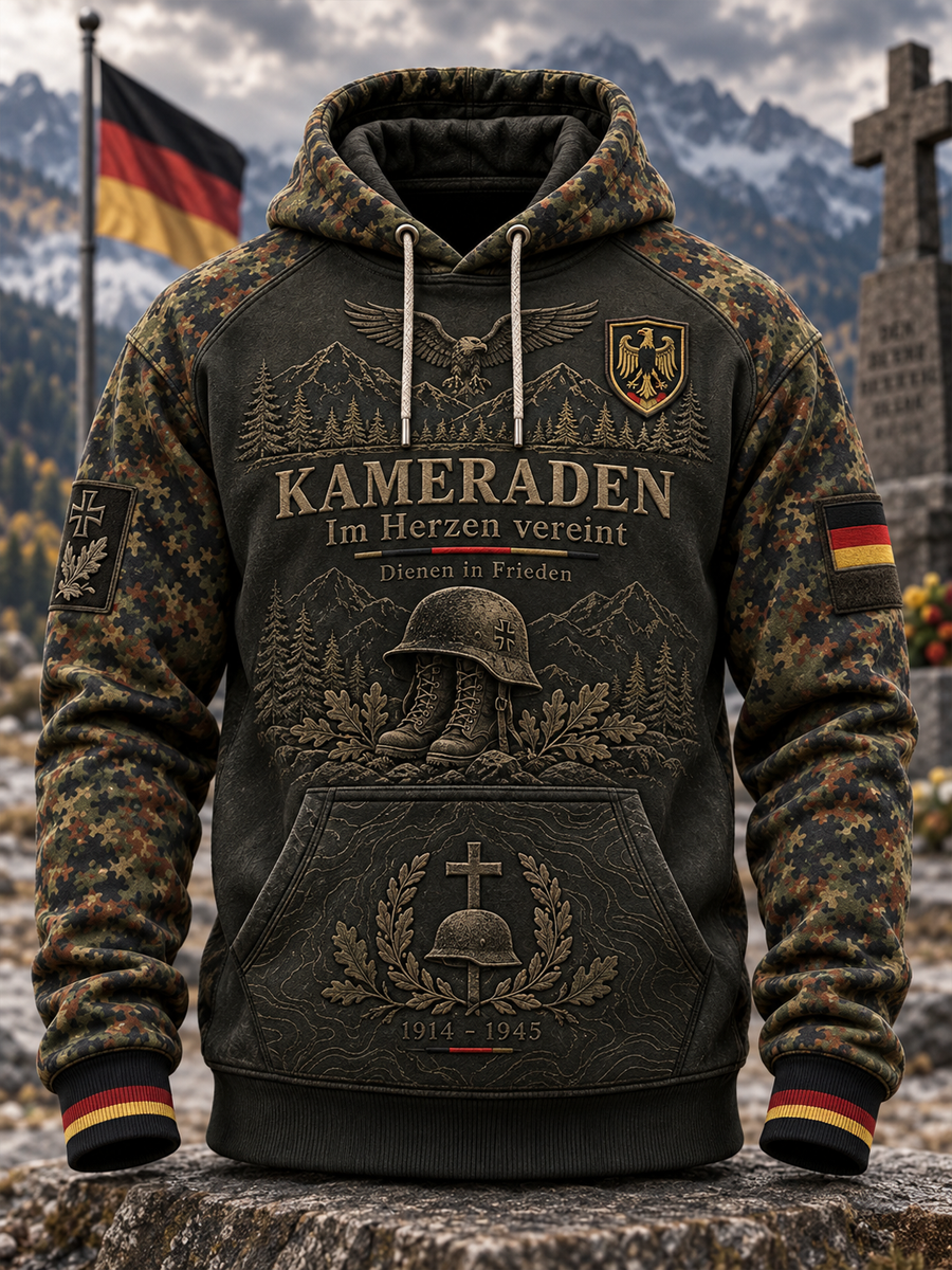 Men's Veteran Oversized Drop-Shoulder Hoodie With Pockets