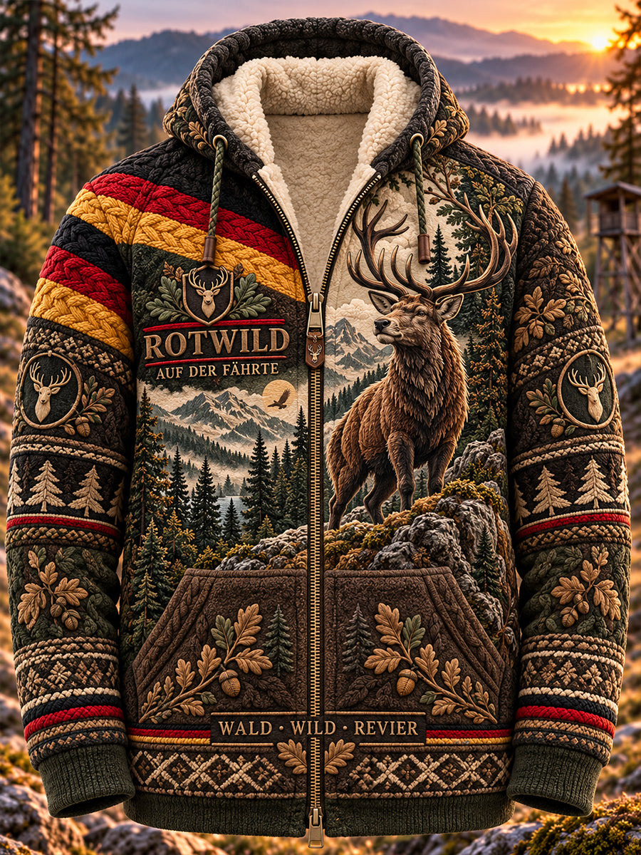 Men's German Hunting Season Flannel Hooded Jacket