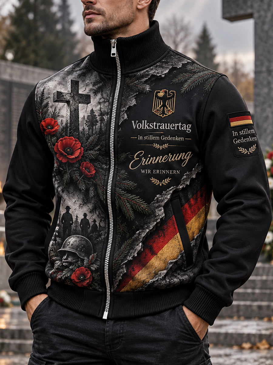 Men's High-Neck Jacket With National Day Of Mourning Commemorative Print