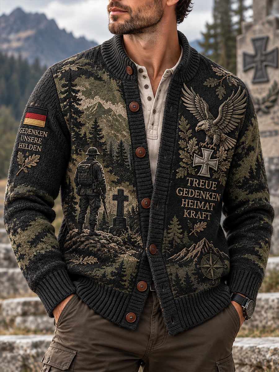Men's Veteran Memorial Graphic Knit Cardigan