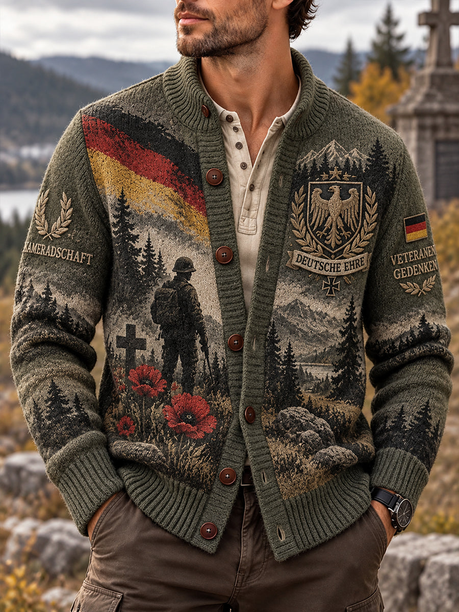 Men's Veteran Memorial Graphic Knit Cardigan