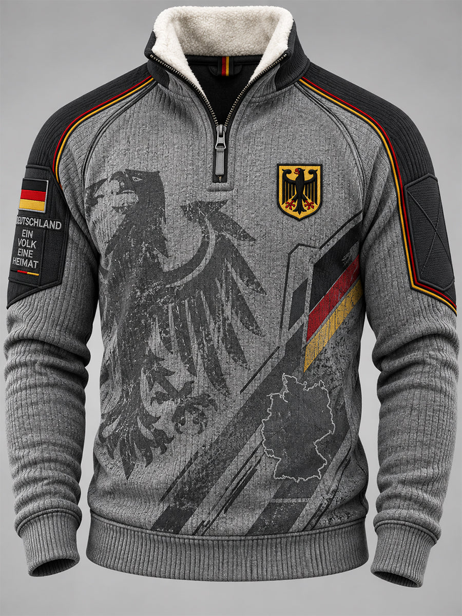 Men's Fleece-Lined High-Neck Sweatshirt With Veteran Memorial Graphic Print