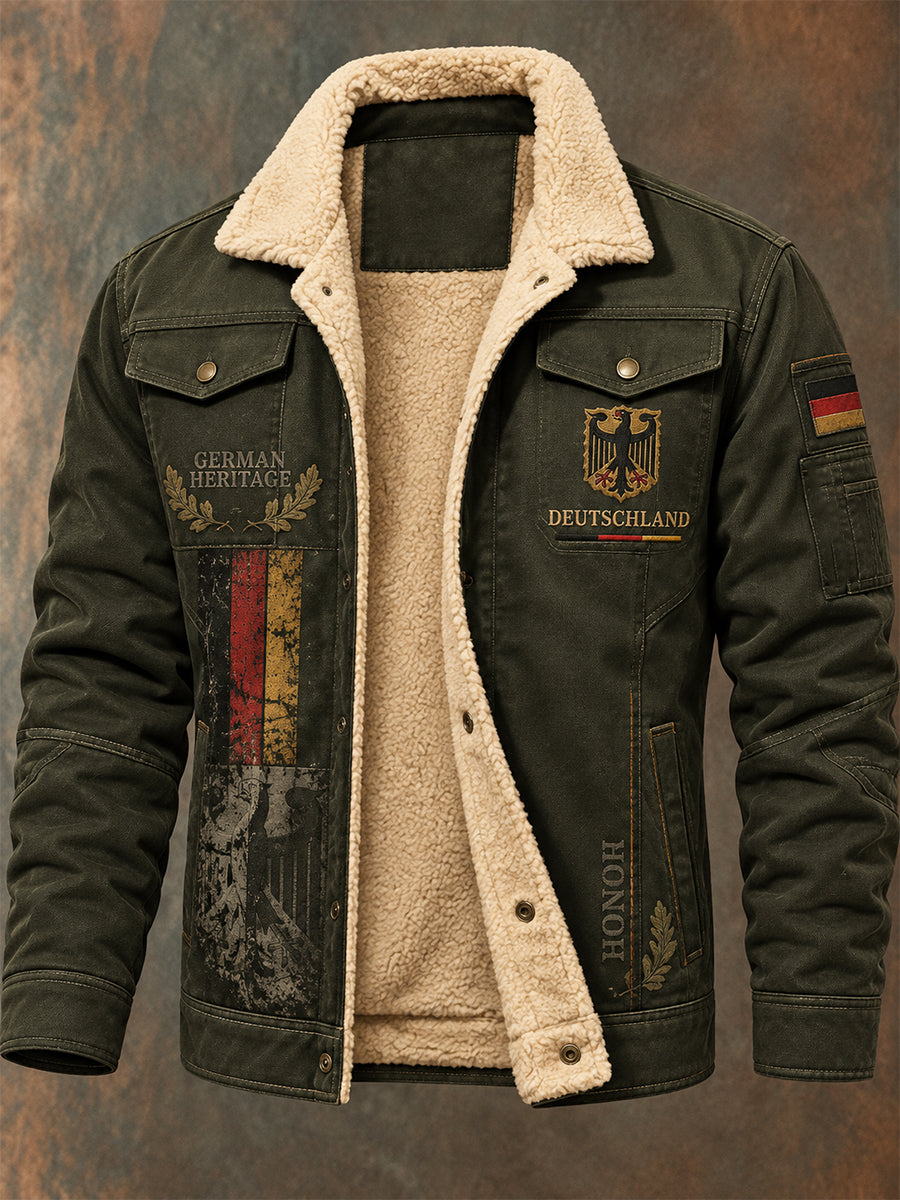 Men's Fleece-Lined Jacket With Veteran Memorial Graphic Print
