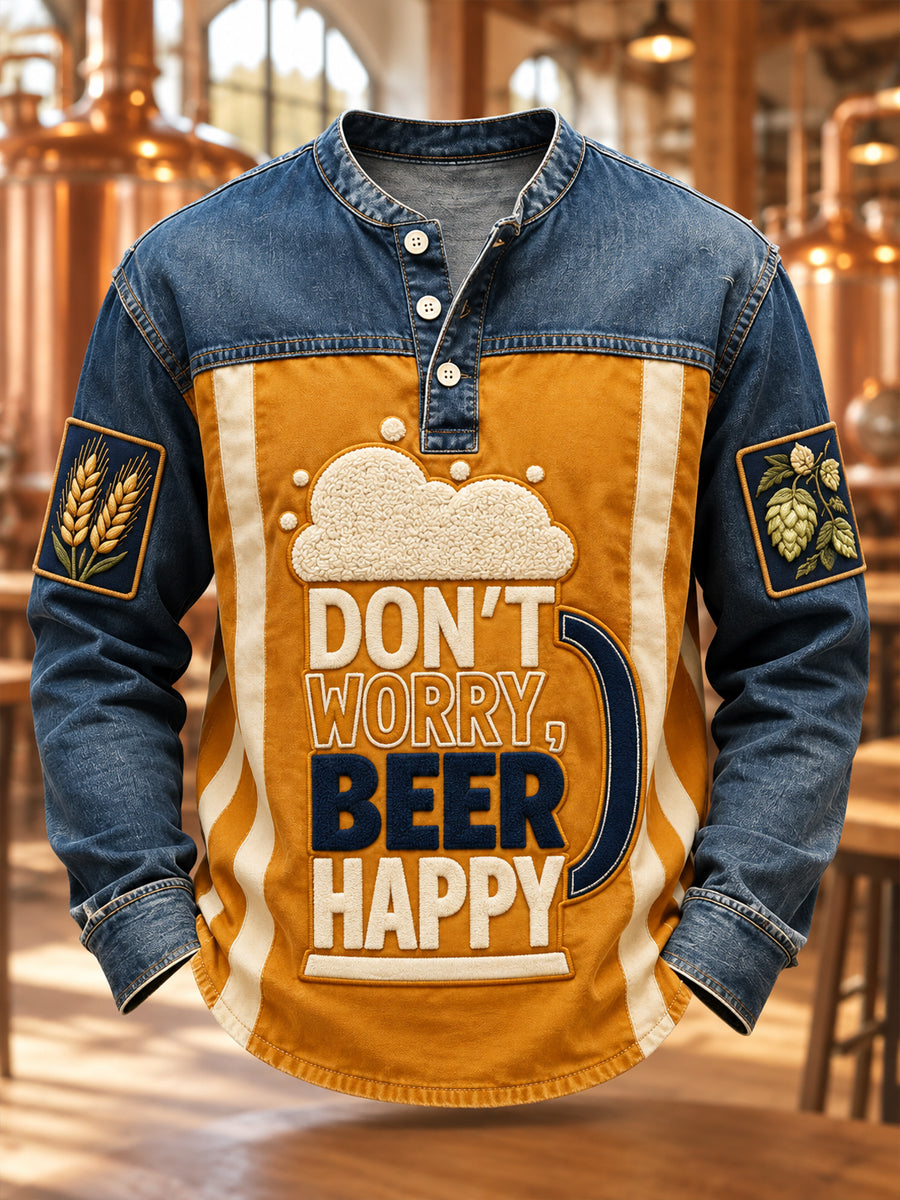 Men's Beer Culture Casual Button T-Shirt