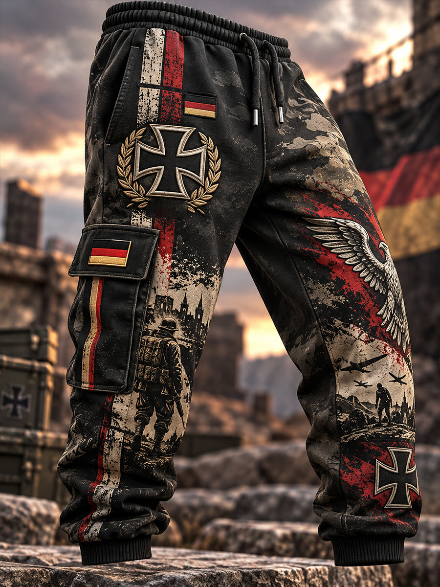 Men’s Veteran Memorial-Themed Print Long Cargo Pants