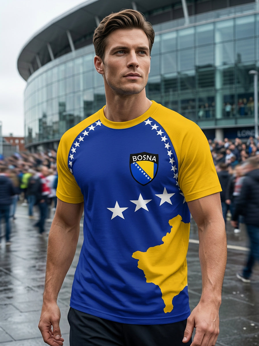 Herren Bosno ZMAJEVI Fußballfan-Print-T-Shirt