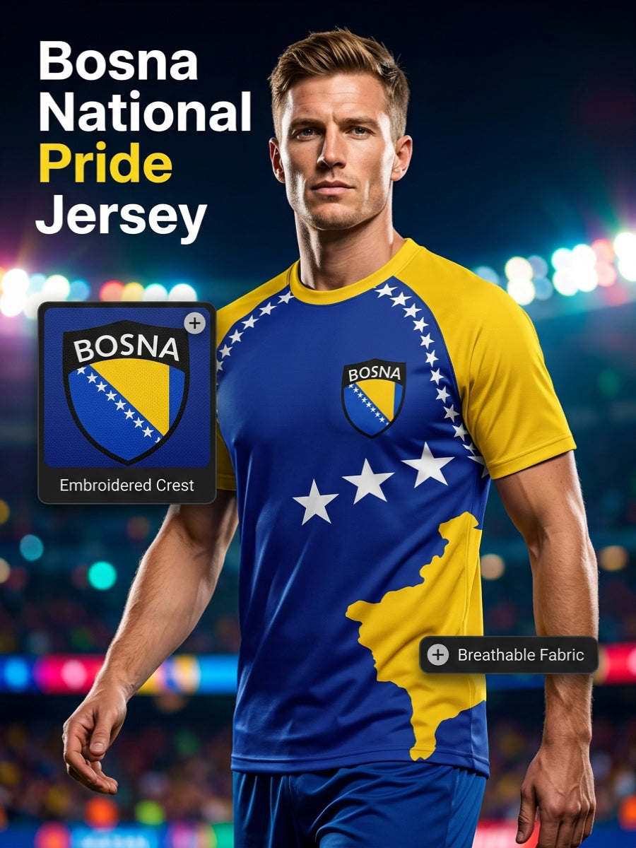 Herren Bosno ZMAJEVI Fußballfan-Print-T-Shirt