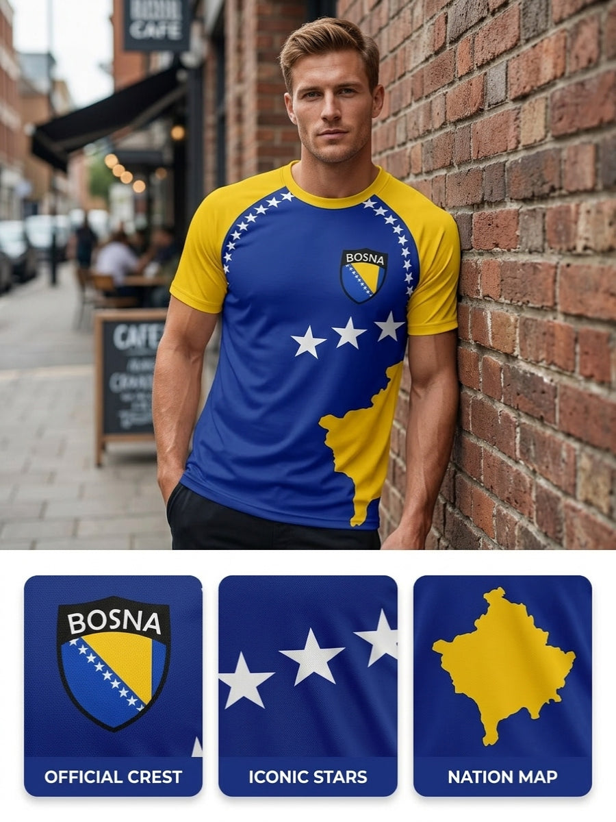 Herren Bosno ZMAJEVI Fußballfan-Print-T-Shirt