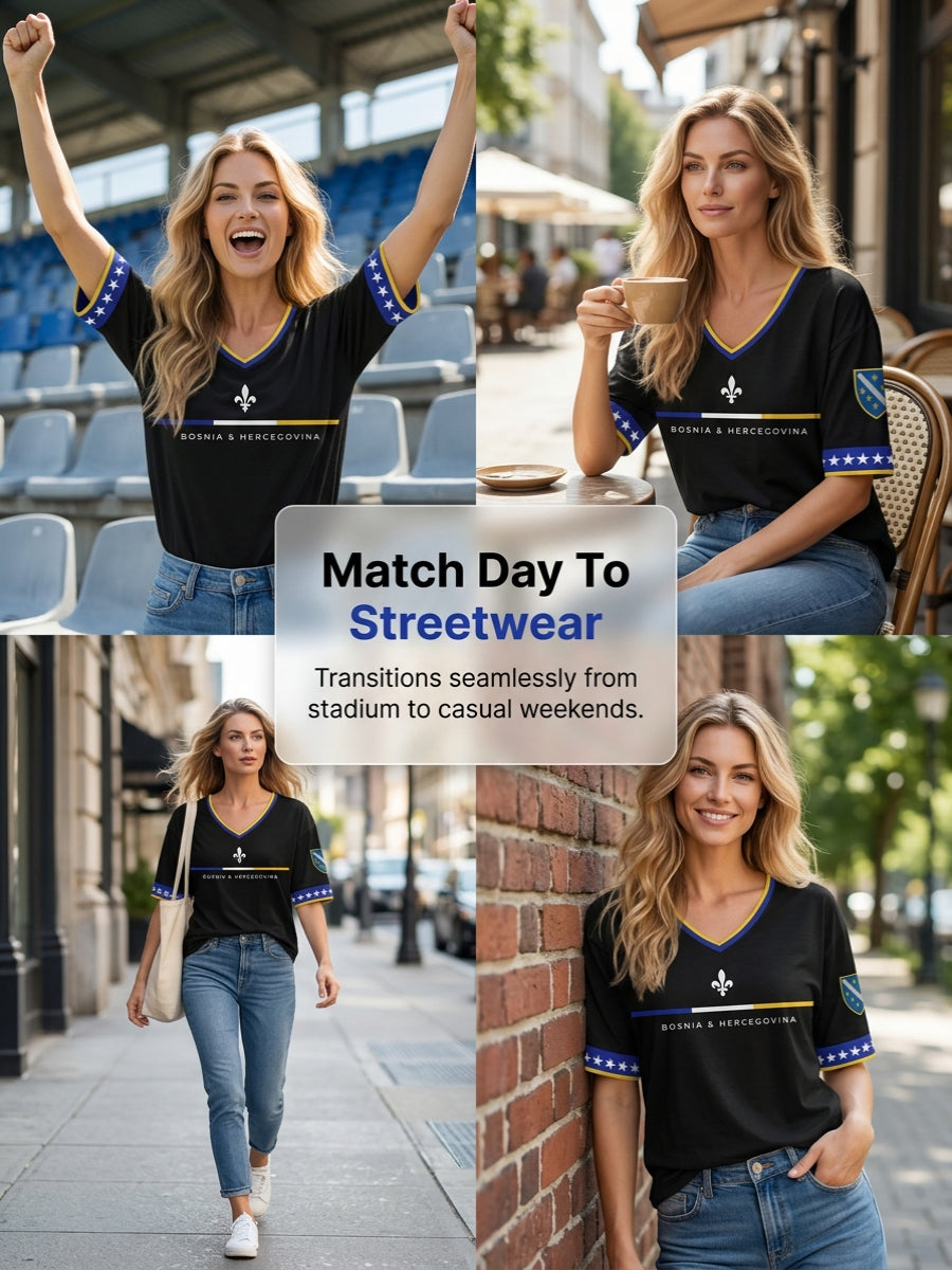 Damen-T-Shirt Bosnien ZMAJEVI mit Fußballmotiv und Aufdruck