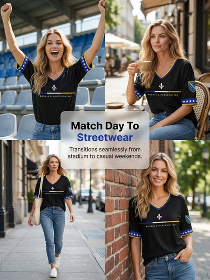Damen-T-Shirt Bosnien ZMAJEVI mit Fußballmotiv und Aufdruck