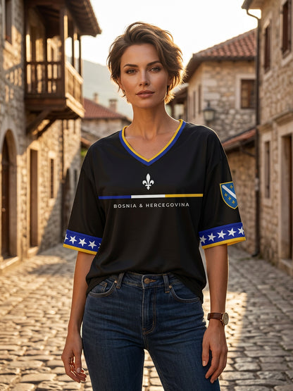 Damen-T-Shirt Bosnien ZMAJEVI mit Fußballmotiv und Aufdruck