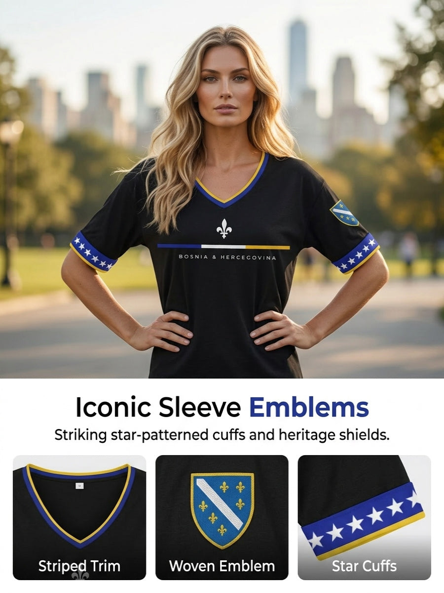 Damen-T-Shirt Bosnien ZMAJEVI mit Fußballmotiv und Aufdruck