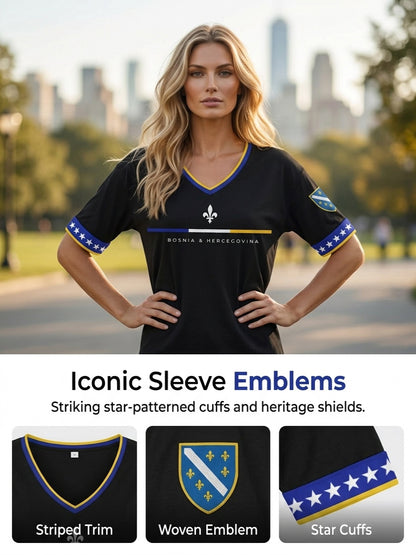 Damen-T-Shirt Bosnien ZMAJEVI mit Fußballmotiv und Aufdruck