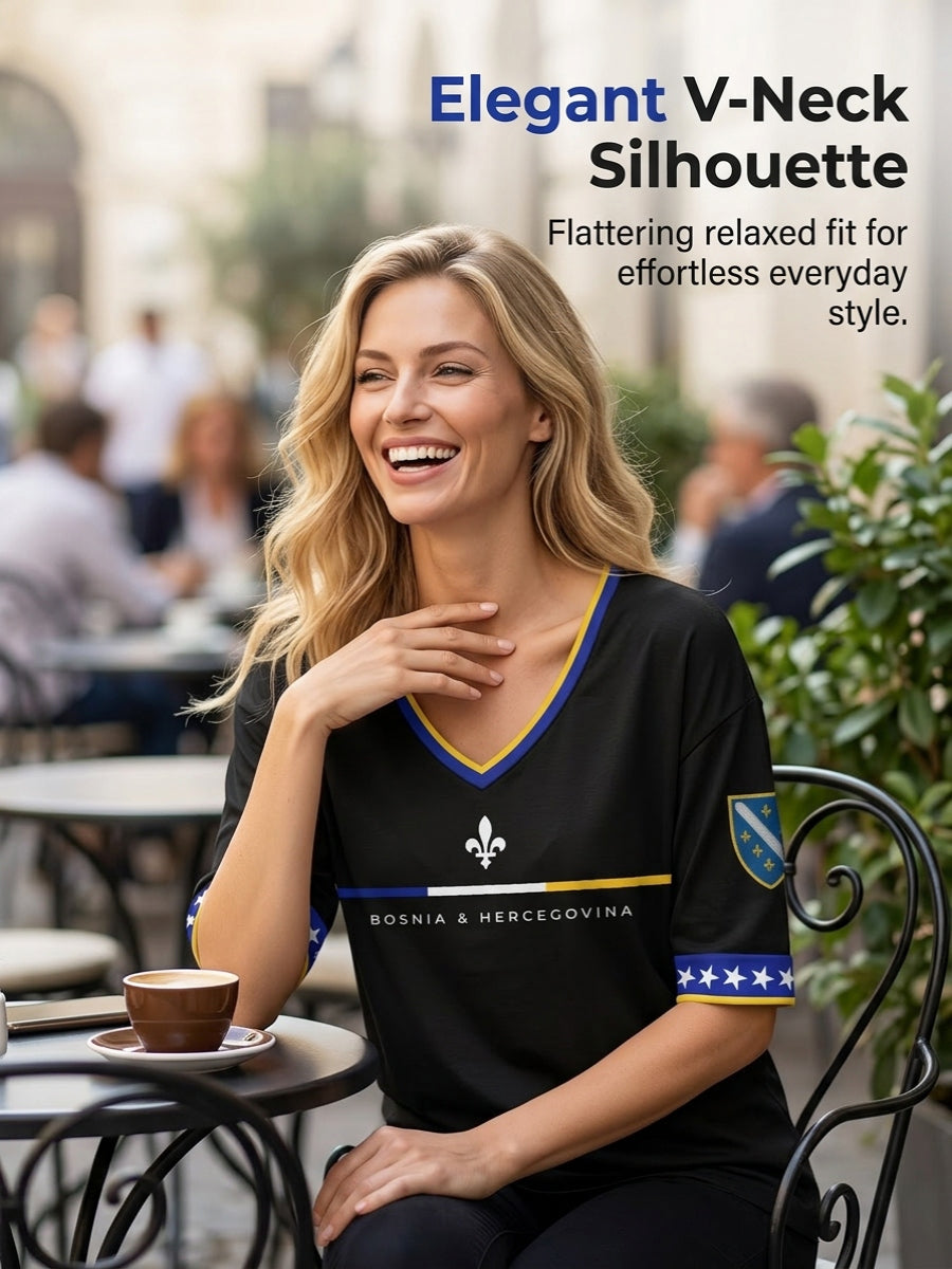 Damen-T-Shirt Bosnien ZMAJEVI mit Fußballmotiv und Aufdruck