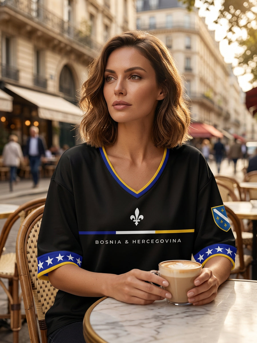 Damen-T-Shirt Bosnien ZMAJEVI mit Fußballmotiv und Aufdruck