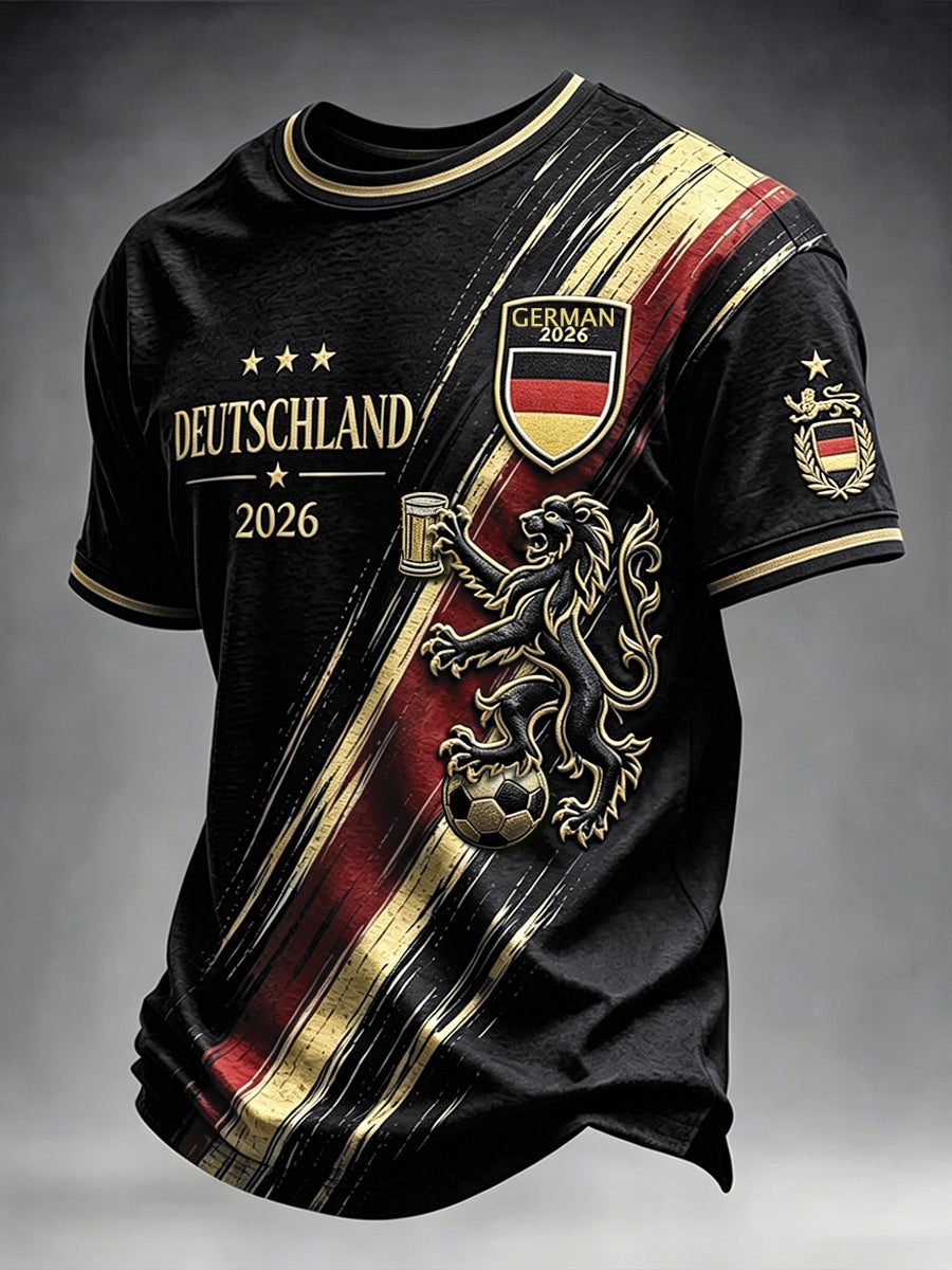 Herren Deutsch 2026 Fußball 3D-gedrucktes lässiges T-Shirt