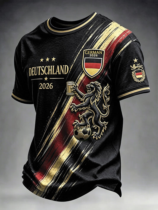 Herren Deutsch 2026 Fußball 3D-gedrucktes lässiges T-Shirt
