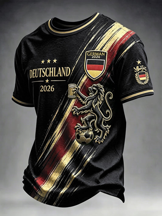 Herren Deutsch 2026 Fußball 3D-gedrucktes lässiges T-Shirt