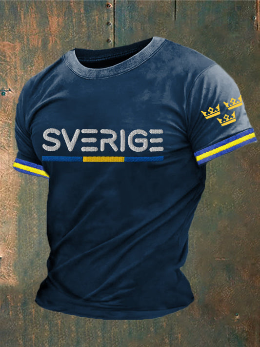 Mäns Sverige Tryckt T-shirt