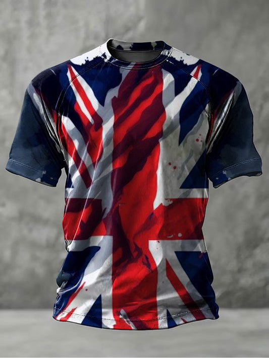 Men's British Flag Printed Casual short sleeves t-shirt