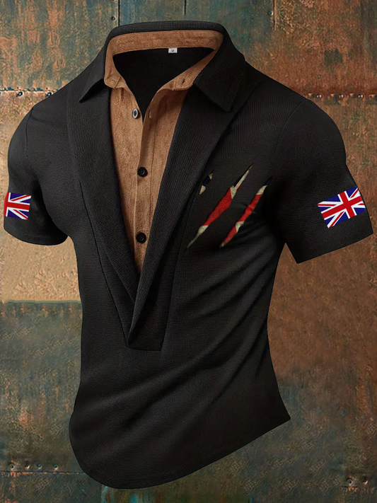 Men's UK Flag Art Printed Casual Tops