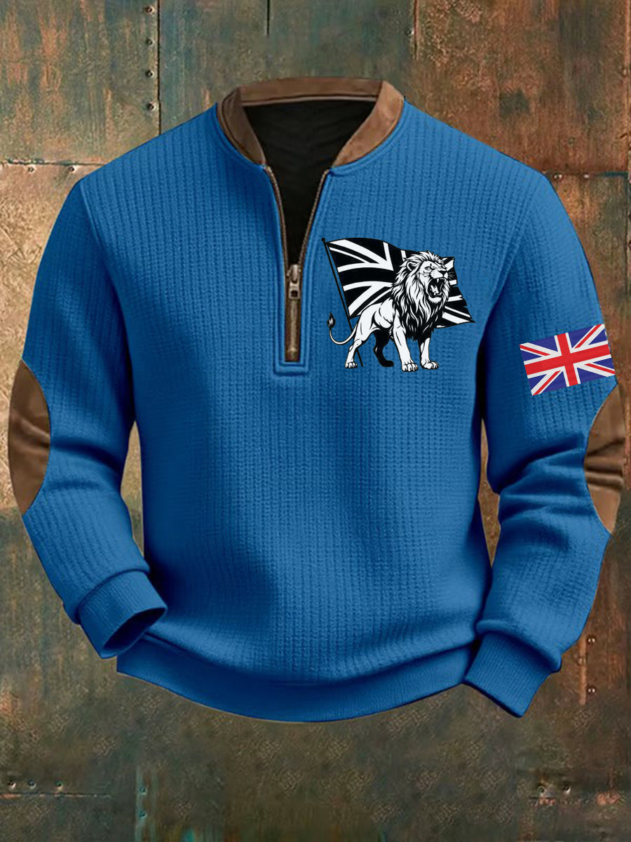 Men's Vintage England Flag Lion Printed Sweatshirt