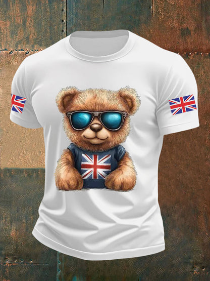 Men's Vintage England Flag Beer Printed T-shirt
