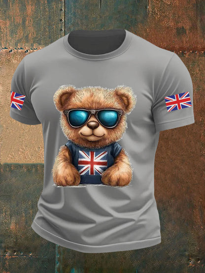 Men's Vintage England Flag Beer Printed T-shirt