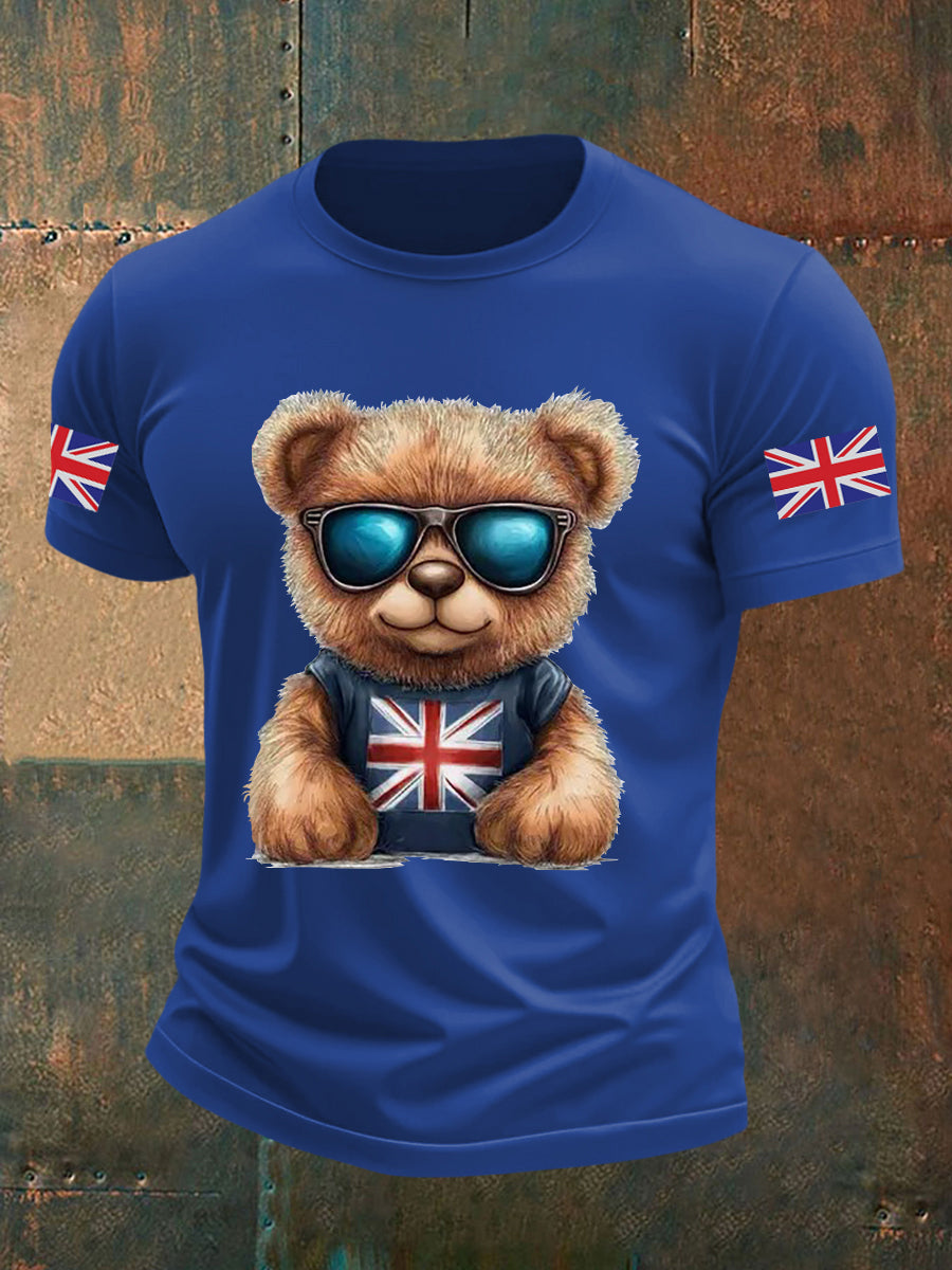 Men's Vintage England Flag Beer Printed T-shirt