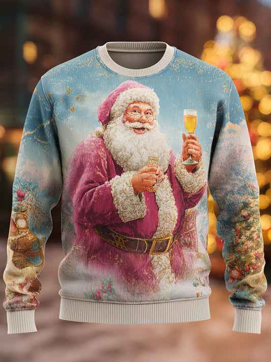 Unisex Santa Claus Printed Long Sleeved Round Neck Sweatshirt