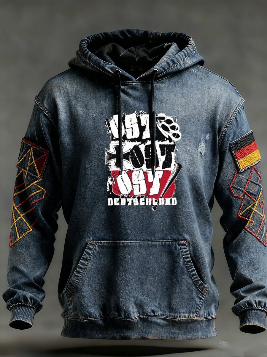Herren Vintage Deutsche Flagge Kunstdruck Hoodie