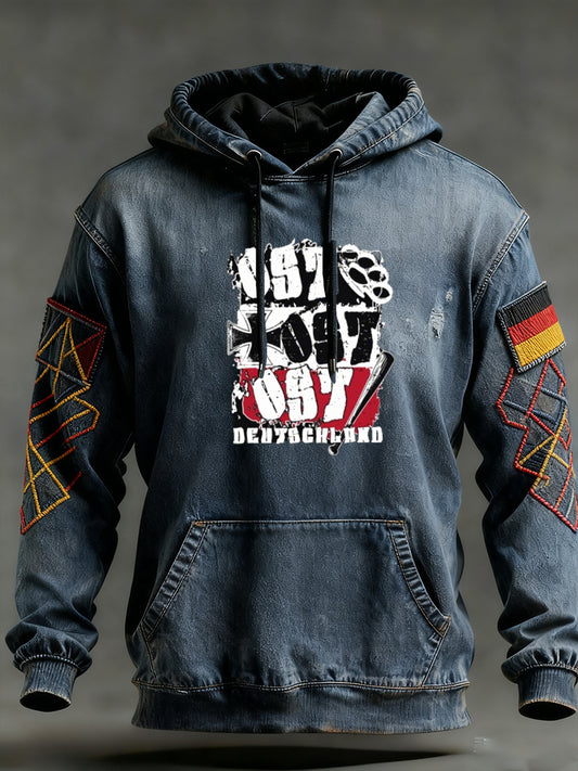 Herren Vintage Deutsche Flagge Kunstdruck Hoodie