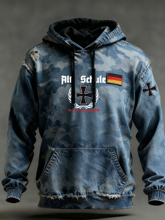 Herren Vintage Deutsche Flagge Kunstdruck Hoodie