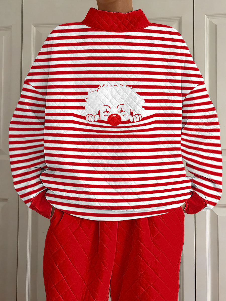 Frauen Deutsch Kölner Karneval Clown Waffel stricken Loses Sweatshirt