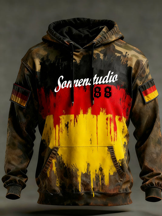 Herren Vintage Deutsche Flagge Kunstdruck Hoodie