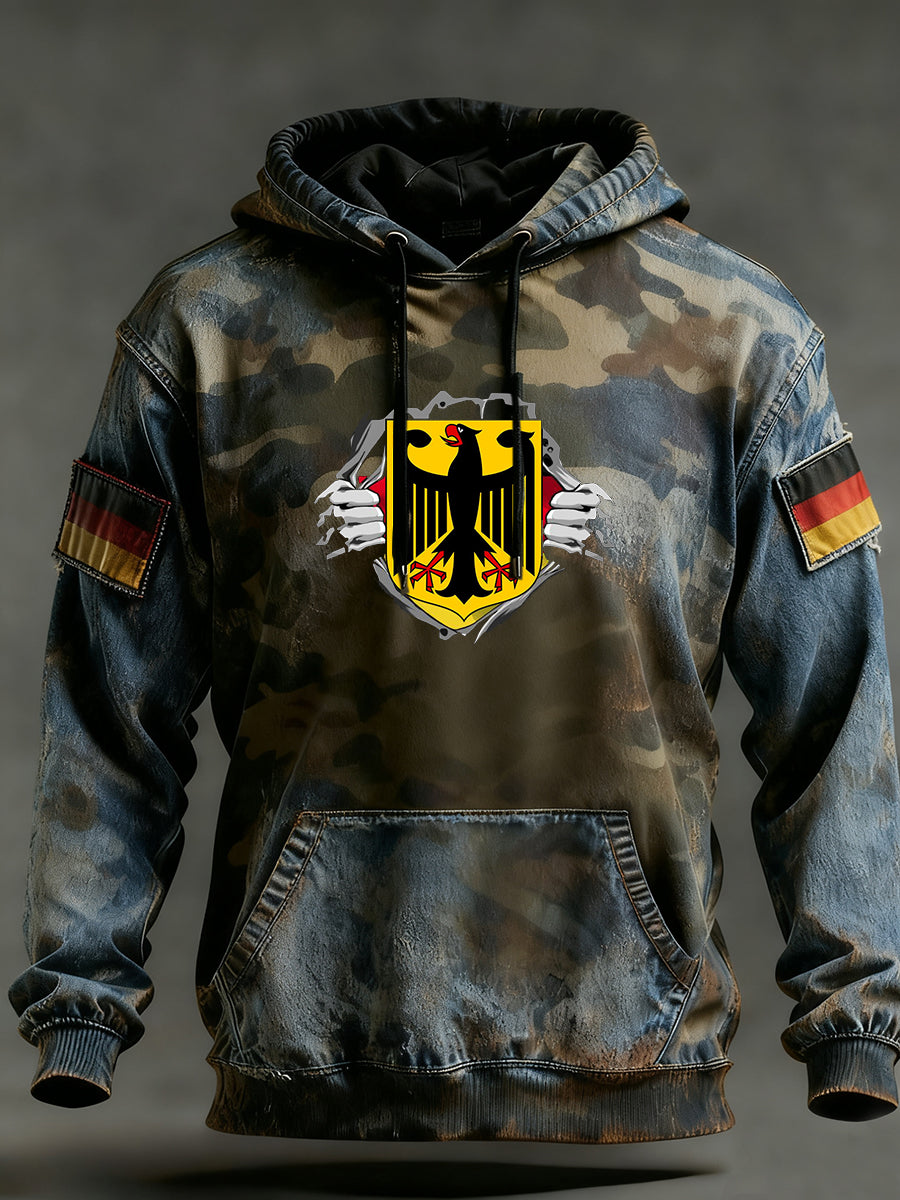 Herren Vintage Deutsche Flagge Kunstdruck Hoodie