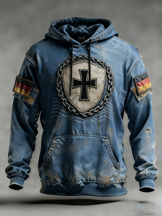 Herren Vintage Deutsche Flagge Kunstdruck Hoodie