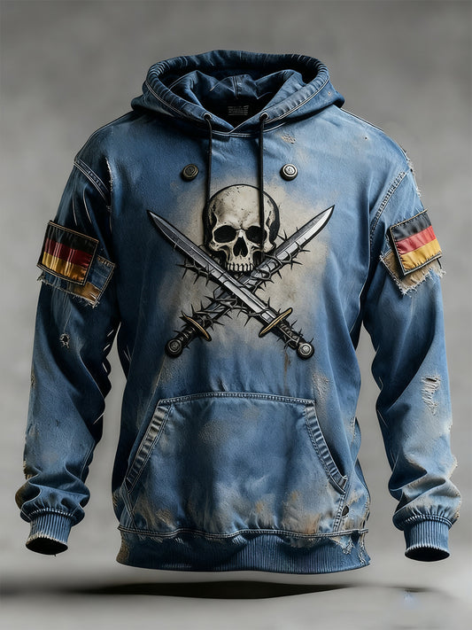 Herren Vintage Deutsche Flagge Kunstdruck Hoodie