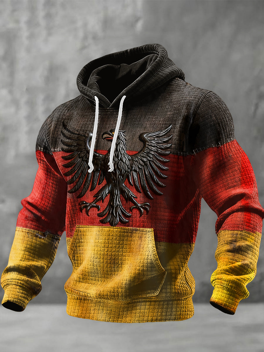 Männer Deutschland Design Karierte Baumwolle Hoodie