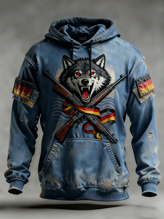 Herren Vintage Deutsche Flagge Kunstdruck Hoodie