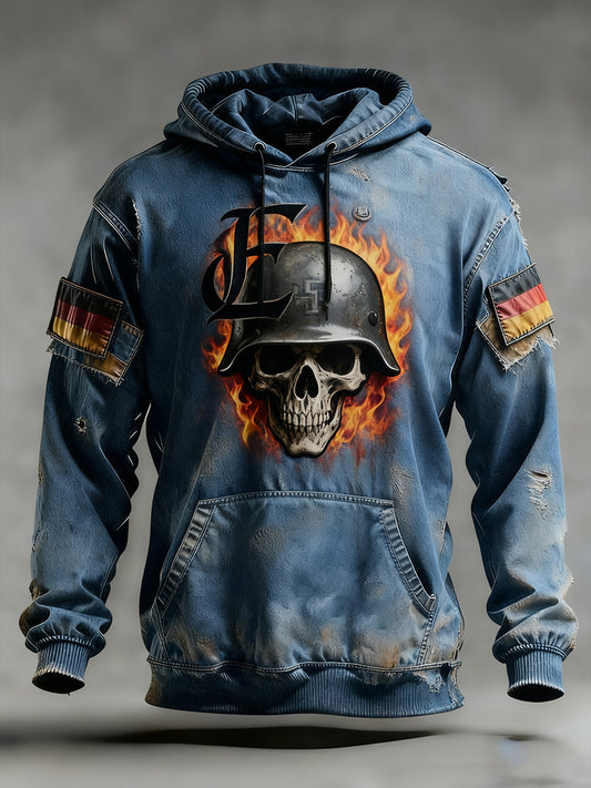 Herren Vintage Deutsche Flagge Kunstdruck Hoodie