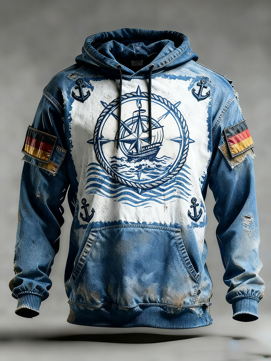 Herren Vintage Deutsche Flagge Kunstdruck Hoodie