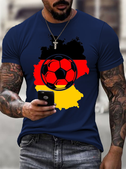 Herren Deutschland Karte & Fußball Druck T - Shirt